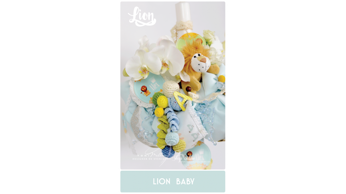 Lumanare de botez pentru cu orhidee si leuti pentru baieti, 65x4 cm, Baby Lion  7